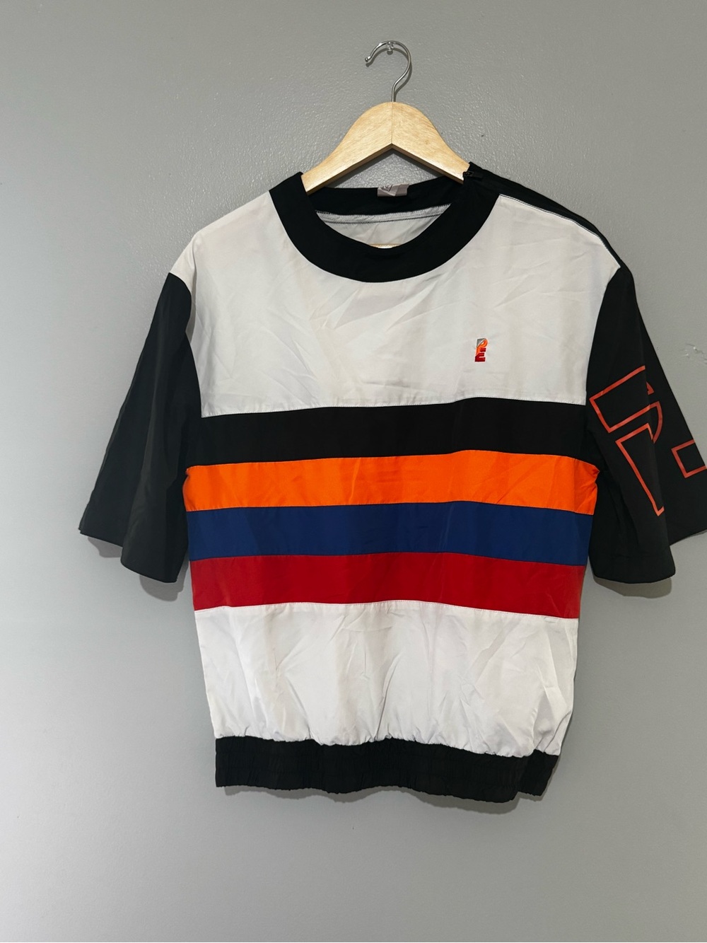 PE Activewear Short-Sleeve Colorblock Top in White, Black, Orange, Blue & Red
